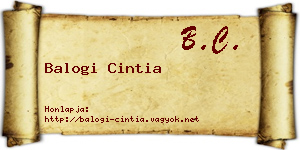 Balogi Cintia névjegykártya